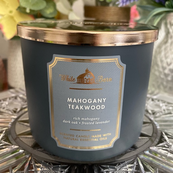 🆕🩶 WHITE BARN BATH & BODY WORKS “MAHOGANY TEAKWOOD” 3-WICK CANDLE. BRAND NEW! - Picture 4 of 9